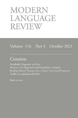 Modern Language Review (116: 4) October 2021 - cover