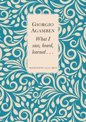 What I Saw, Heard, Learned . . . - Giorgio Agamben,Alta L. Price - cover