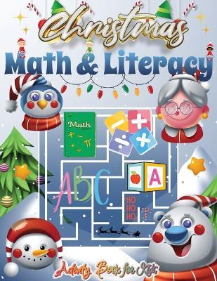 Christmas Math and Literacy Activity Book for Kids, Holiday Math and Reading Adventures - Coloring Book Happy Hour - cover