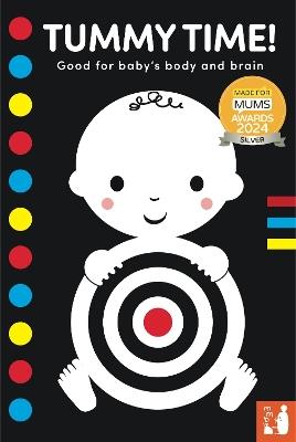 Tummy Time!: A high-contrast fold-out book with mirror for babies - Mama Makes Books - cover