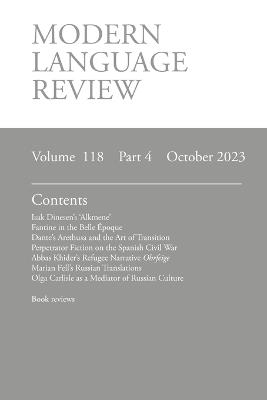 Modern Language Review (118: 4) October 2023 - cover