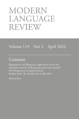 Modern Language Review (119.2) April 2024 - cover