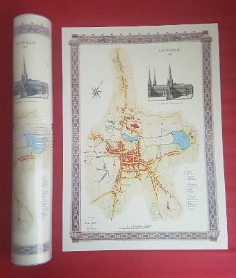Lichfield 1781 - Old Map Supplied Rolled in a Clear Two Part Screw Presentation Tube - Print Size 45cm x 32cm - cover