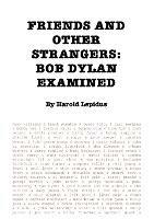 Friends and Other Strangers: Bob Dylan Examined - Harold Lepidus - cover