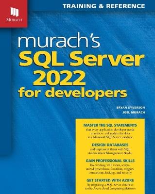 Murach's SQL Server 2022 for Developers - Bryan Syverson - cover