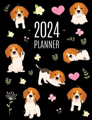 Beagle Planner 2024: Cute Daily Organizer (12 Months) Pretty Scheduler With Friendly Pooch - Happy Oak Tree Press - cover