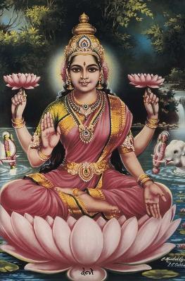 Devi: 150-page Diary With Hindu Goddess Lakshmi on the Cover and a Sri Yantra on the Back for Meditation / Concentration / Visualization / Focusing [Black / 5.25 x 8 Inches] - The Mindful Word - cover