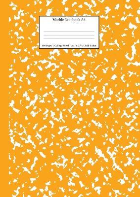 Marble Notebook A4: Orange Marble College Ruled Journal - Young Dreamers Press - cover