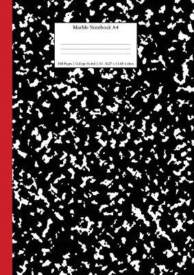 Marble Notebook A4: Black and Red Spine College Ruled Journal - Young Dreamers Press - cover