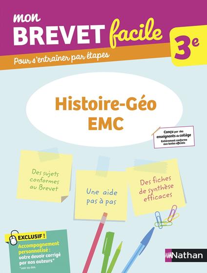 Histoire-Géographie-EMC 3e - Mon Brevet facile - Préparation à l'épreuve du Brevet 2026 - EPUB