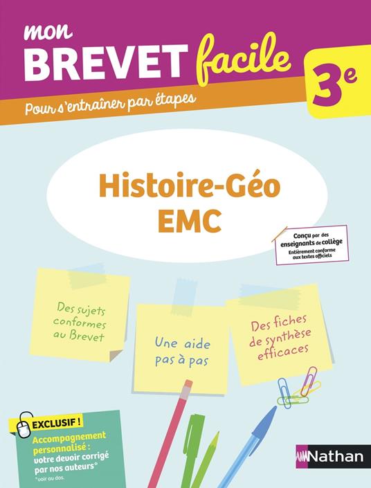 Histoire-Géographie-EMC 3e - Mon Brevet facile - Préparation à l'épreuve du Brevet 2026 - EPUB
