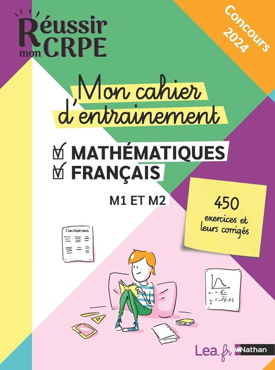 Mon cahier d'entrainement Mathématiques Français - M1 M2 - Concours 2023 et 2024