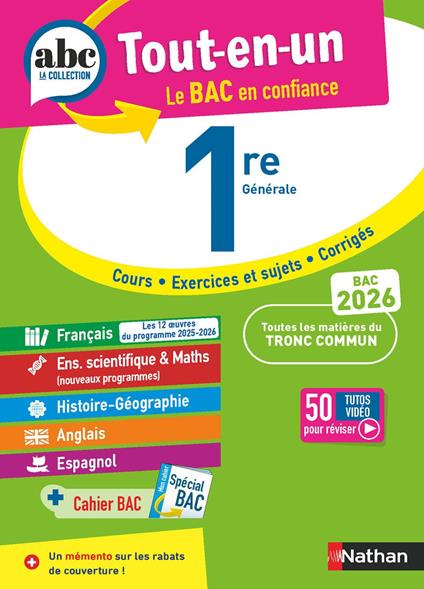 ABC Tout en un 1re - Toutes les matières du tronc commun Première 2025-2026 - Français, Enseignement scientifique, Histoire-Géographie, Anglais, Espagnol - EPUB