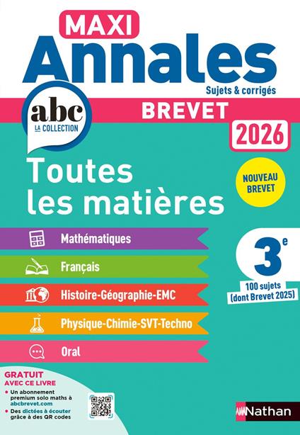 Maxi-Annales ABC du Brevet 2026 - Toutes les matières 3e : Maths - Français - Histoire-Géographie EMC (Enseignement Moral et Civique) - Physique-Chimie - SVT - Technologie - Oral - EPUB