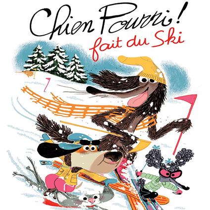 Chien Pourri fait du ski