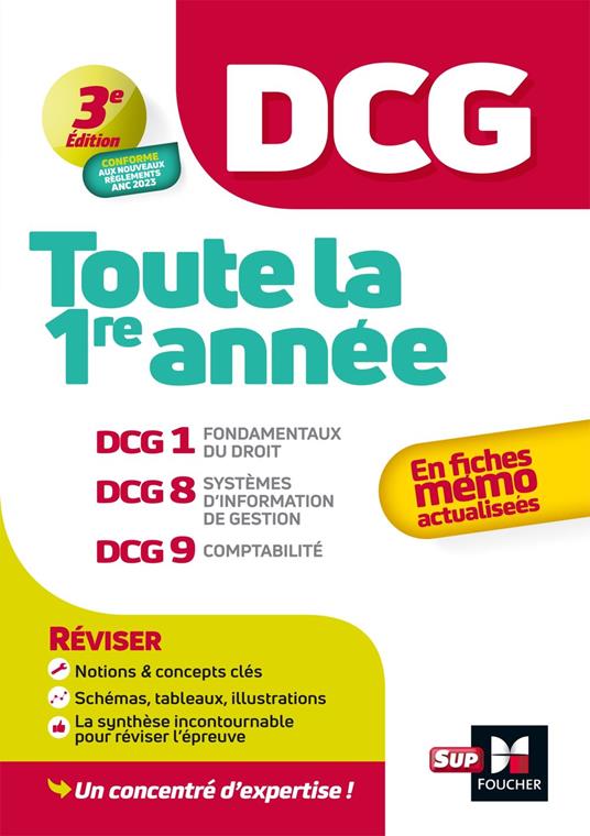 DCG - Toute la 1ère année du DCG 1, 8, 9 en fiches - Révision 2025-2026