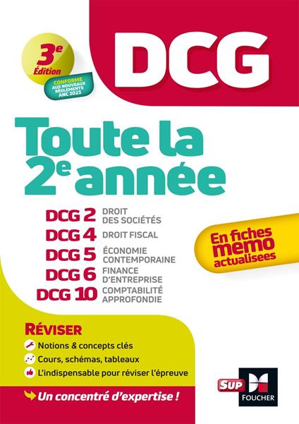 DCG - Toute la 2e année du DCG 2, 4, 5, 6, 10 en fiches - Révision 2025-2026
