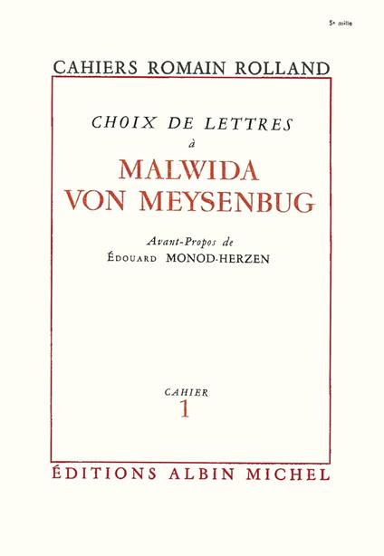 Choix de lettres à Malwida von Meysenbug