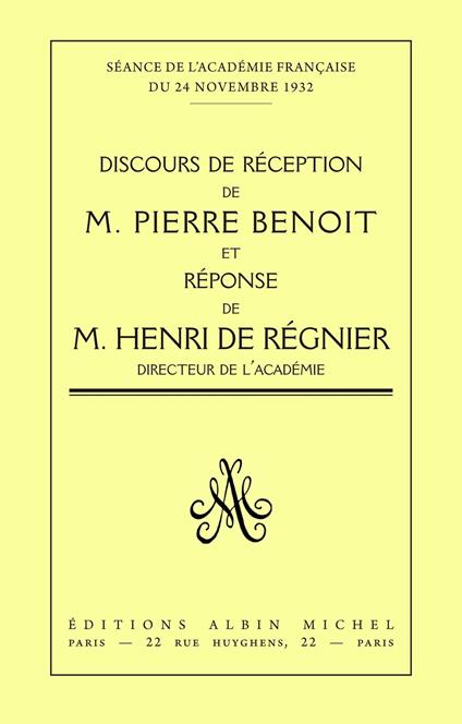 Discours de réception à l'Académie française