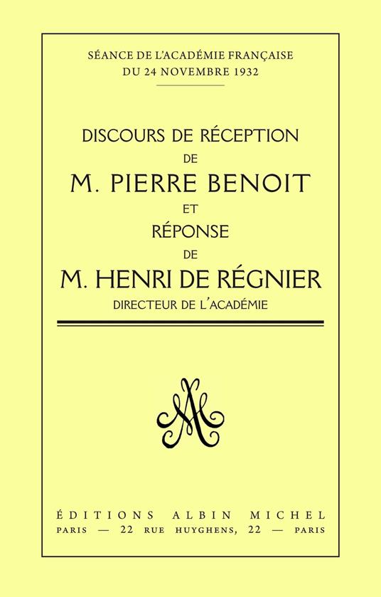 Discours de réception à l'Académie française