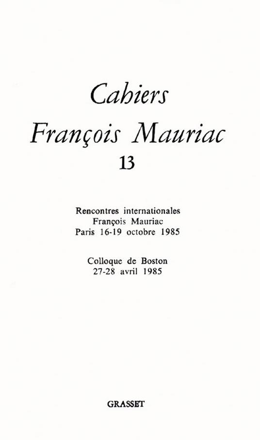 Cahiers numéro 13 (1986)