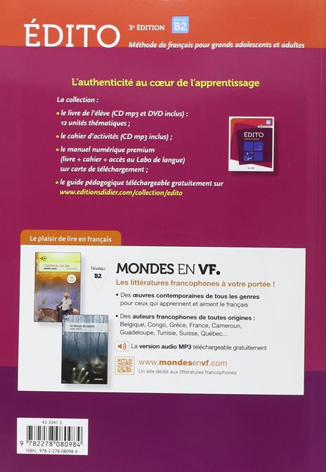 Edito (2016 edition): Livre B2 + DVD-Rom + livre numerique - 2