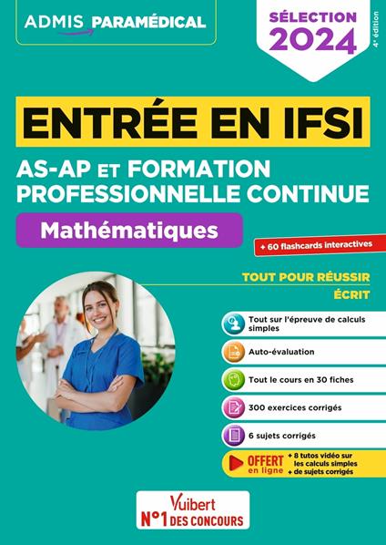 Entrée en IFSI Pour les AS-AP et formation professionnelle continue (FPC) - Mathématiques - 8 tutos offerts