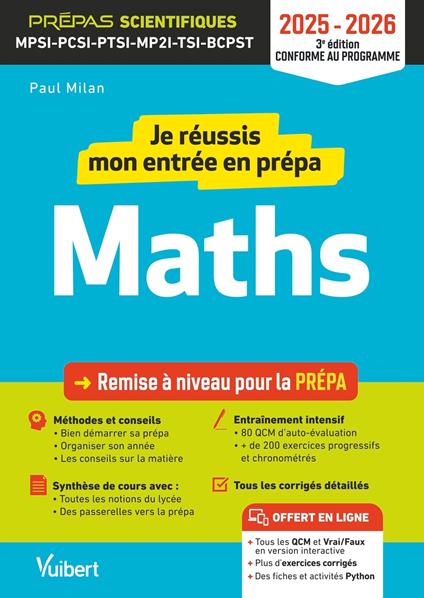 Je réussis mon entrée en prépa scientifique. Mathématiques 2025-2026