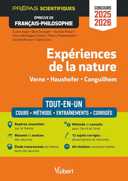 Expériences de la nature - Épreuve de français-philosophie - Prépas scientifiques - Concours 2025-2026