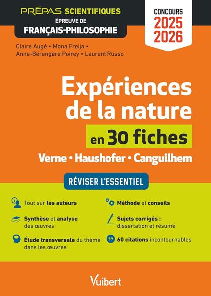 Expériences de la nature en 30 fiches - Épreuve de français-philosophie - Prépas scientifiques - Concours 2025-2026