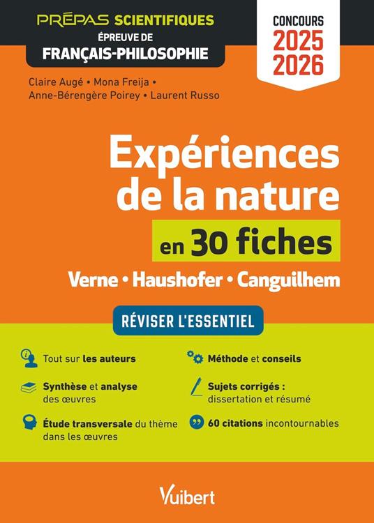 Expériences de la nature en 30 fiches - Épreuve de français-philosophie - Prépas scientifiques - Concours 2025-2026