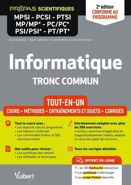 Informatique. Tronc commun MPSI-PCSI-PTSI-MP/MP*-PC/PC*-PSI/PSI*-PT/PT* - Tout-en-un - Conforme à la nouvelle réforme