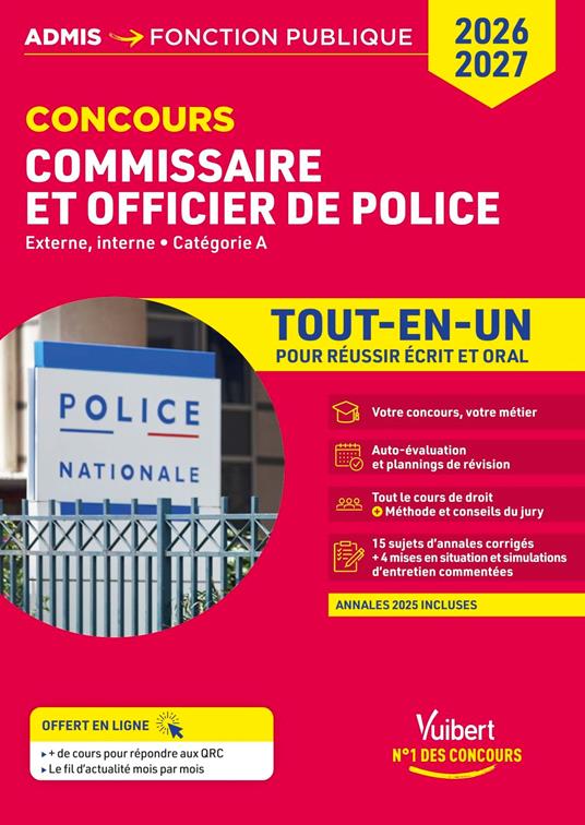 Concours commissaire de police et officier de police 2026-2027- Tout-en-un