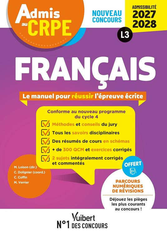 Admis au CRPE 2027-2028 - Français : Epreuve écrite d’admissibilité L3