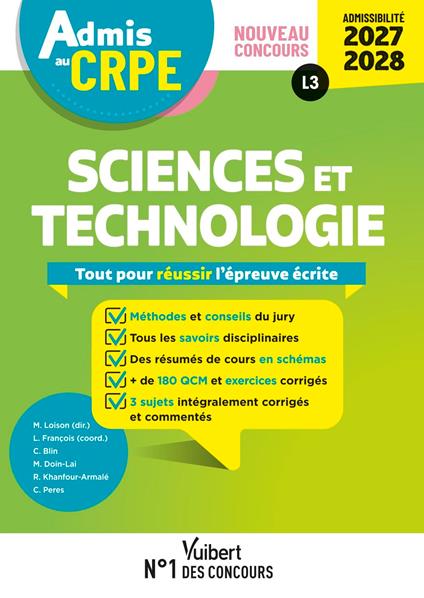 Admis au CRPE 2027-2028 - Sciences et technologie : Epreuve écrite d’admissibilité L3