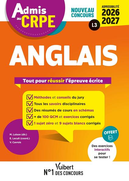 Admis au CRPE 2026-2027 - Anglais : Epreuve écrite d’admissibilité L3