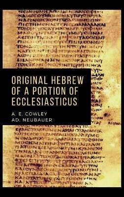 Original Hebrew of a Portion of Ecclesiasticus - A E Cowley,Ad Neubauer - cover