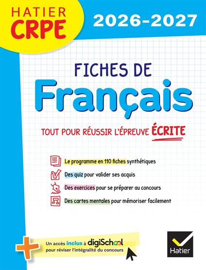 Hatier CRPE - Fiches de Français - Epreuve écrite d'admissibilité - L3 et M2