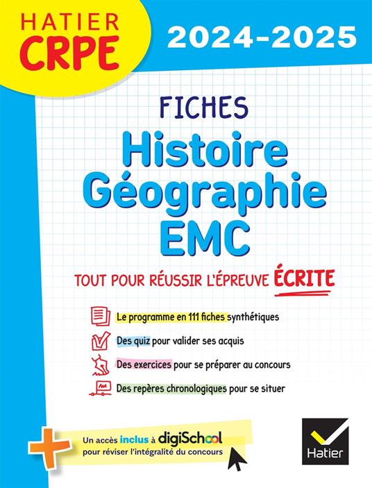 Hatier CRPE - Fiches d'Histoire - Géographie - EMC - Épreuve écrite d'admissibilité