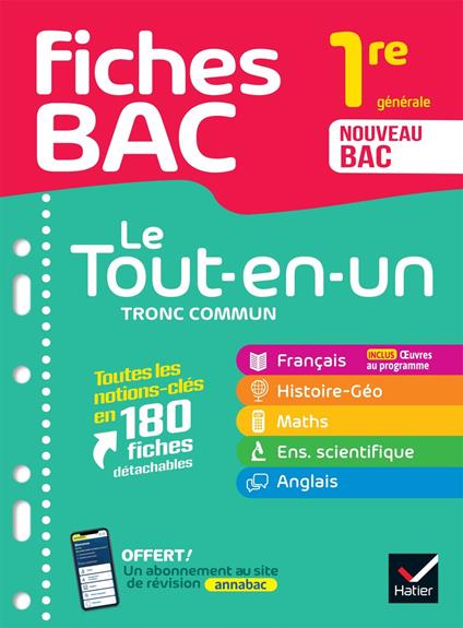 Fiches bac - Le Tout-en-un Tronc commun 1re générale (toutes les matières) - 2025-2026