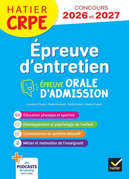 Epreuve d'entretien - CRPE 2026-2027 - Epreuve orale d'admission - L3 et M2