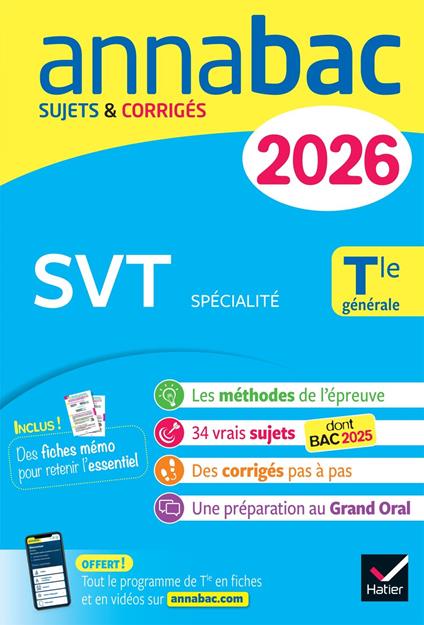 Annales du bac 2026 - Annabac SVT Tle générale (spécialité)