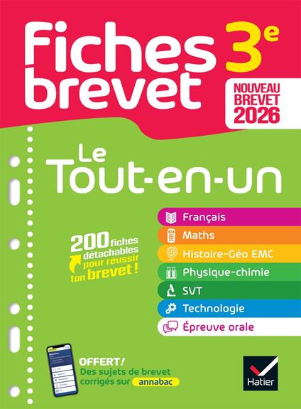 Fiches brevet - Le tout-en-un Brevet 2026 (toutes les matières)