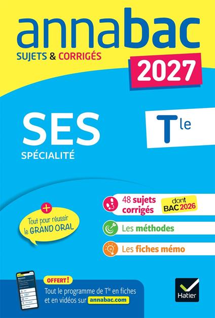 Annales du bac 2027 - Annabac SES Tle générale (spécialité)