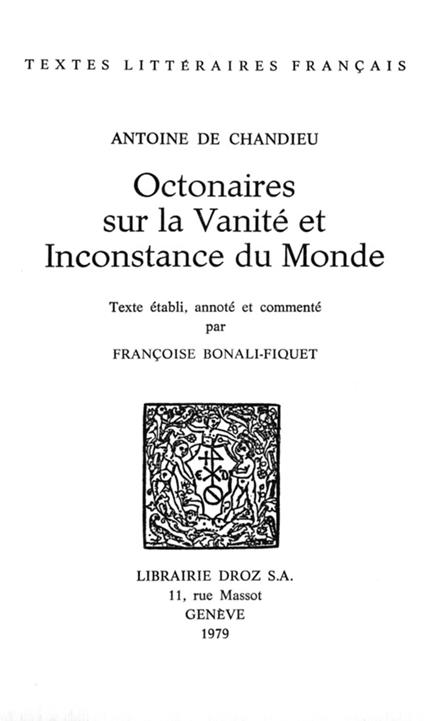 Octonaires sur la vanité et inconstance du monde