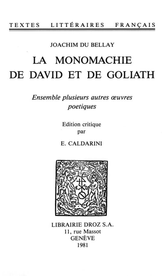 La Monomachie de David et de Goliath