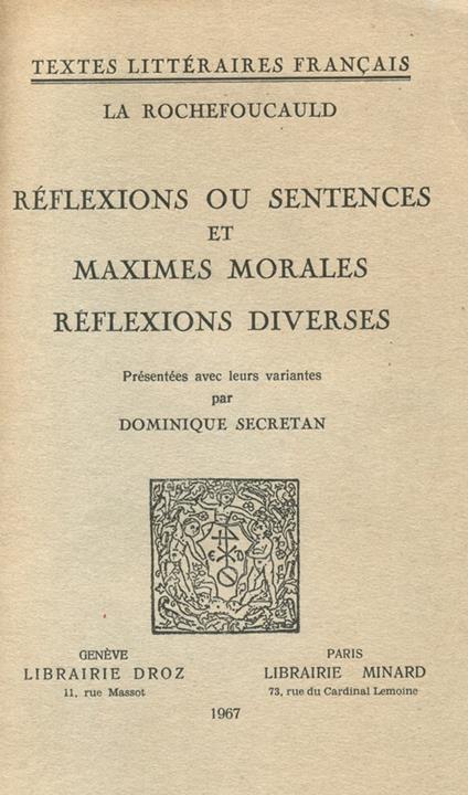 Réflexions ou Sentences et Maximes morales