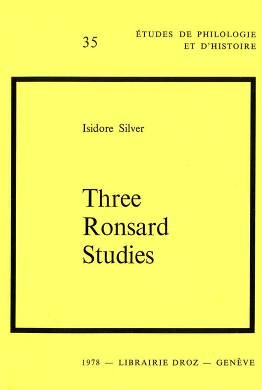Three Ronsard Studies