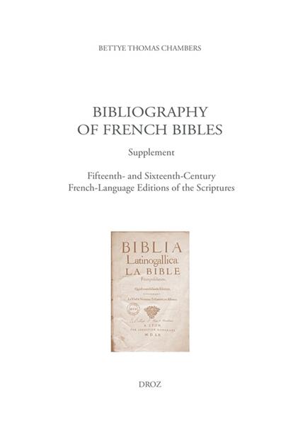 Bibliography of French Bibles. Supplement