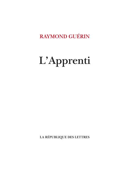 L'Apprenti - Raymond Guérin - ebook